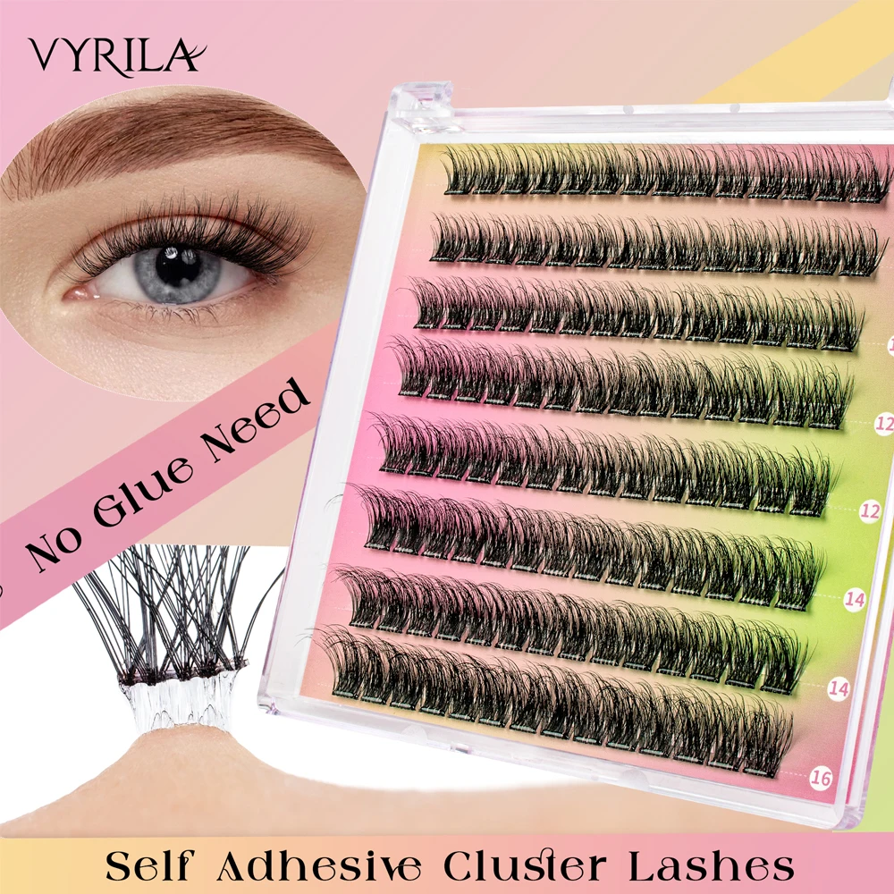 VYRILA pas de colle nécessaire grappes auto-adhésives bricolage Extension de cils individuelle pré-collé naturel doux cils outils de maquillage Cils