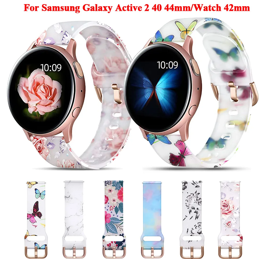 Correa de silicona para reloj inteligente, pulsera deportiva para Samsung Galaxy Active 2, 40, 44mm, 4/5 Pro, 20mm, 42mm, 3, 41mm, Gear S2