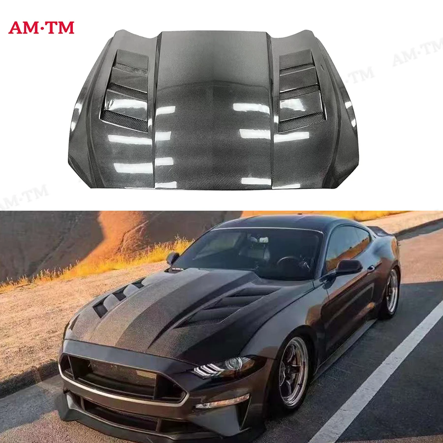 

Карбоновый обвес для Ford Mustang 2015-2017: крышка двигателя в стиле AC, прозрачный капот с вырезами, охлаждающая передняя крышка клапанов, комплект обвеса