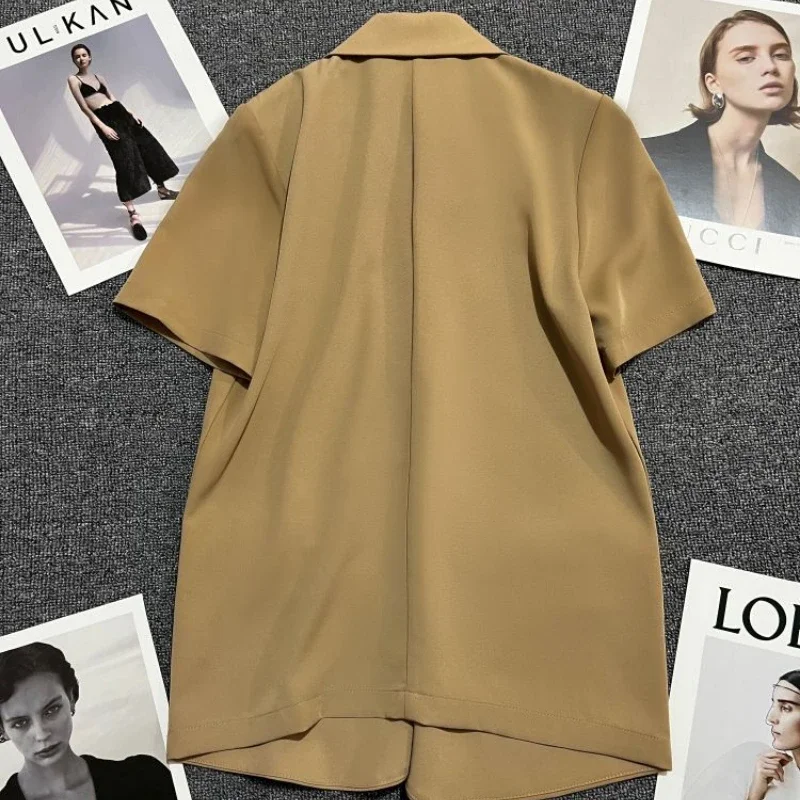 Chaqueta de manga corta para mujer, Tops finos de oficina, abrigo de moda coreana, ropa de diseñador de lujo de alta gama, Verano