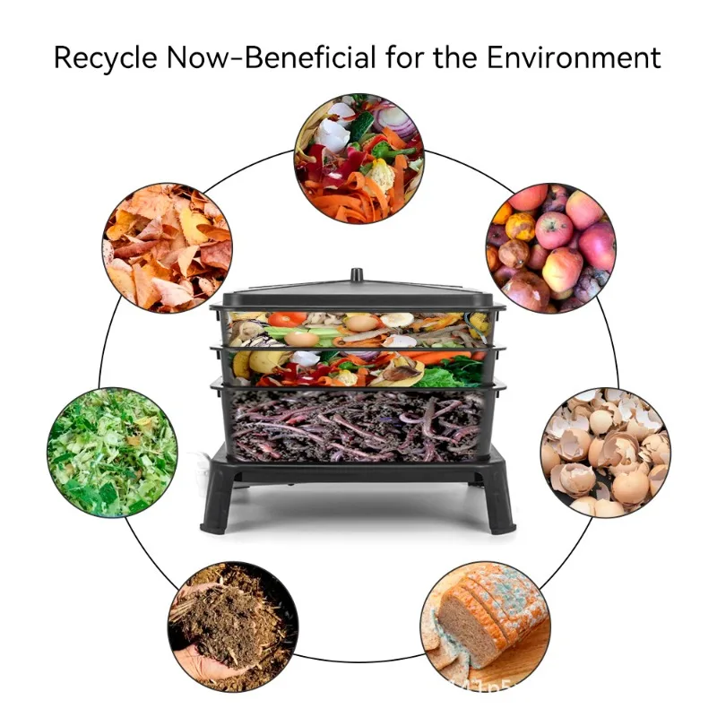 BPA-Free Outdoor Vermicomposting Bin Worm Farm Composter for Kitchen Scraps, Home Garden Plant Nutrient Fertilizer