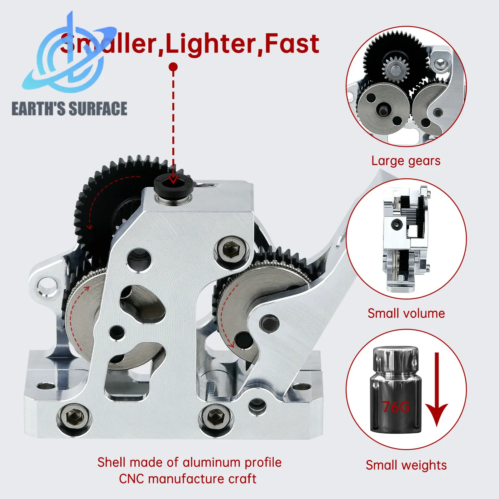 DB-3D Printer Parts HGX-LITE-Extruder All Metal Hardened Steel Reduction Gear Extruder PLA/TPU For CR-10/10S/Ender-3/3 V2 Series