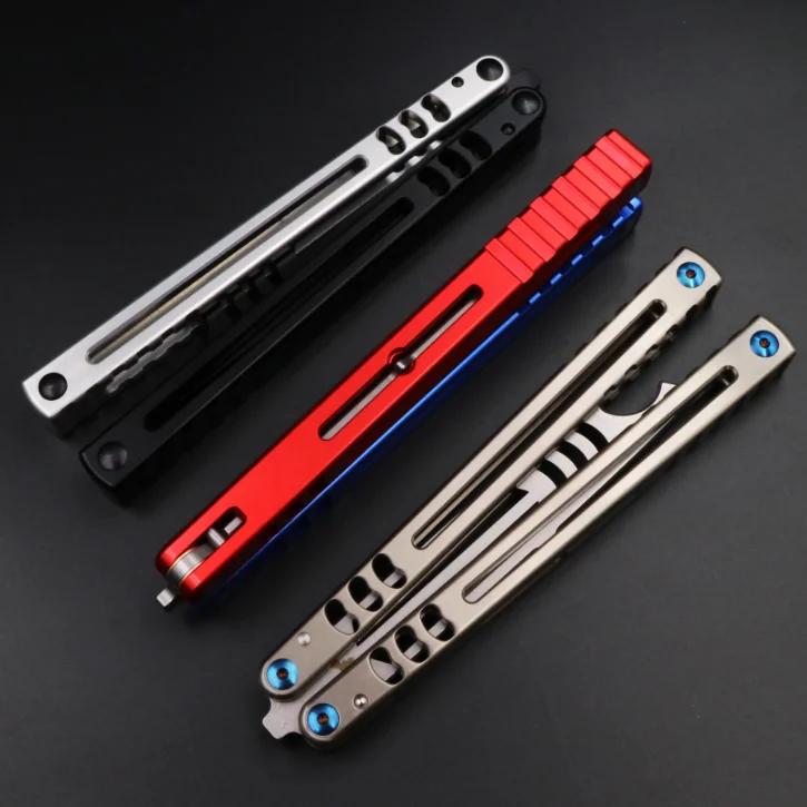 مدرب Balisong للزجاجة ، ، مقبض ألوميموم مع هيكل جلبة ، سكين فراشة ، تدريب للدفاع عن النفس