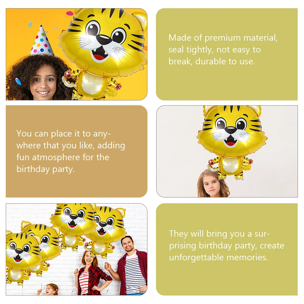 

6Pcs Cartoon Tiger Aluminum Film Balloons Party Decorations Animal Foil Balloons Birthday Supplies Room Stage Decor