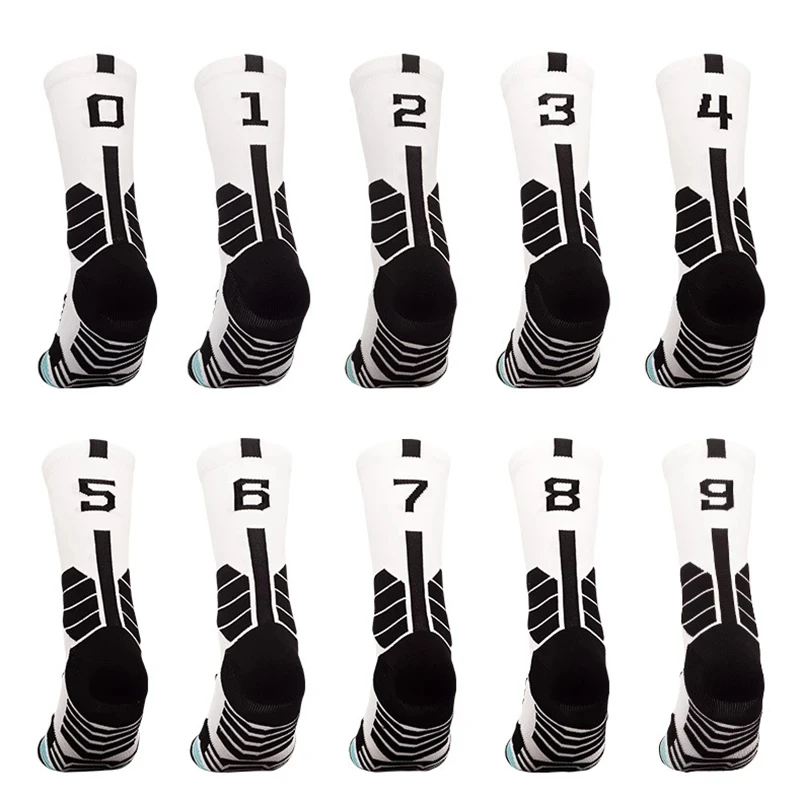 Creativity Fashion Free Collocation 0-9 Number Professional Basketball Sport Cotton Socks Men Outdoor Fitness Running Stockings