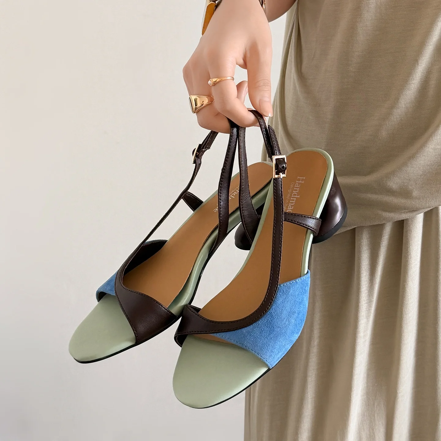 

Fashion Women Summer Open Toe Sandals Luxury Slingback High Heels Genuine Leather Causal Office Party Dress Women Shoes