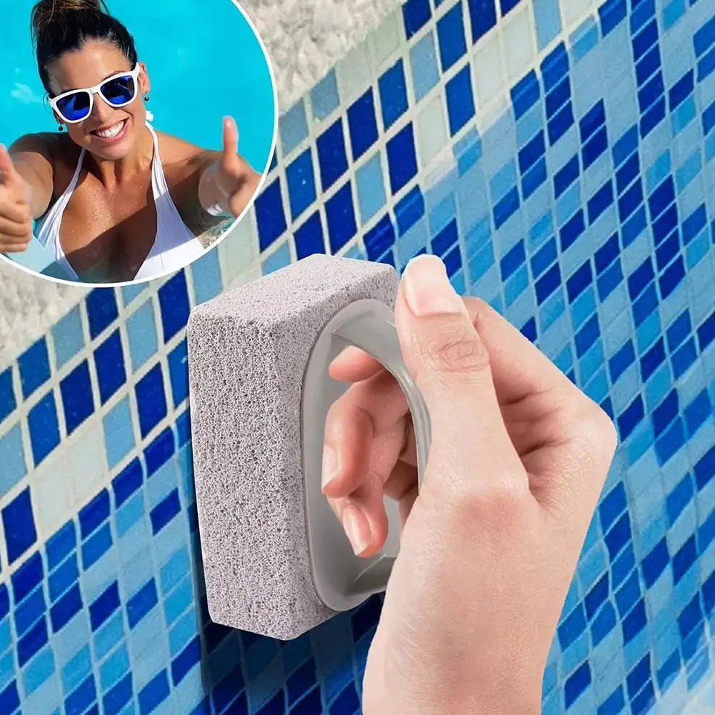 Piedra pómez de mano para limpieza de piscina, bloque con mango, 1 piezas, L4w7
