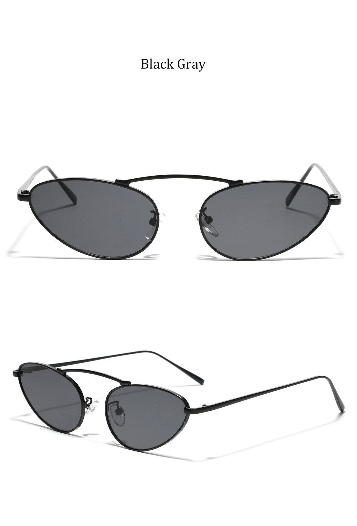 Luxusmarke Cat Eye Sonnenbrille Damen 2025, modisch, einzigartig, klein, oval, Sonnenbrille, trendiger Metallrahmen, coole Dreiecksbrille, UV400 – Detail 7