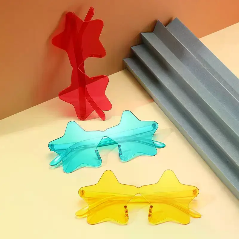 Star Sunglasses Colorful Transparent Candy Color: 5Pcs Men Women Photo Props Birthday Party Cosplay