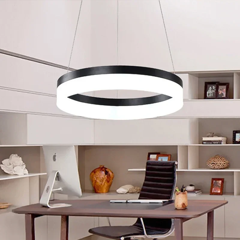 White/Black Acrylic LED Pendant Lights in Dining Room Lamparas Colgantes Hanging Decoration Lamp Lighting Suspension Luminaire