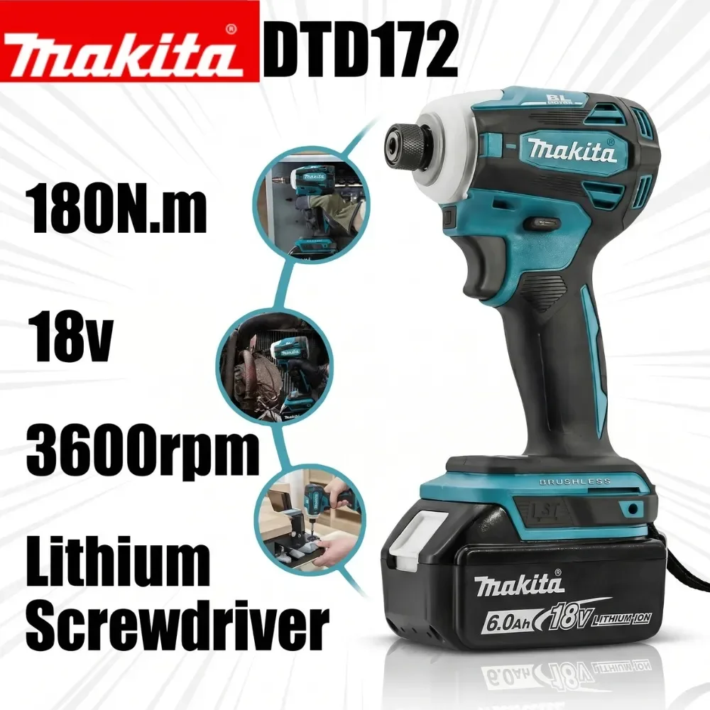 Makita 18V LXT Brushless Impact Driver DTD172 Light Compact Tool For Home Renovation And Workshop Maintenance