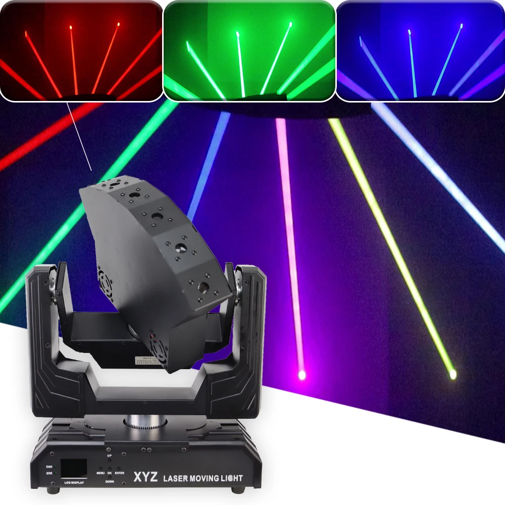 rgb beam laser moving head light rotacao infinita 6x500mw eixo xyz dmx dj disco party palco swing effect projector novo 01