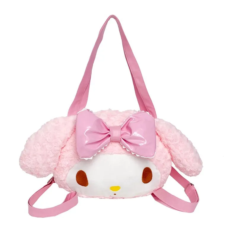 Cute Kt Cat Bag Bow Big Face Cat Plush Shoulder Bag Jk Soft Girl Melody Single Shoulder Storage Big Bag Can Give Gifts To Girls