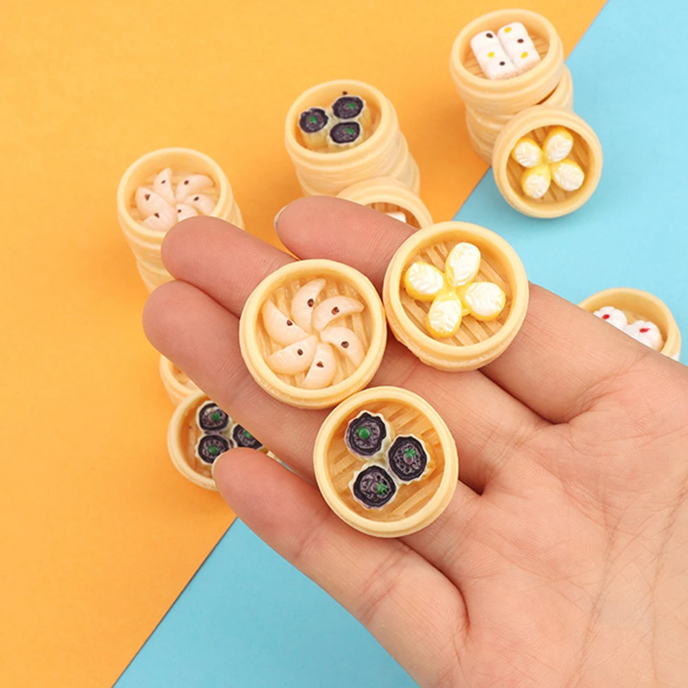 

6 Pcs Miniature Food Toy Resin Simulated Steamer Ornaments High Simulation Decor Mini House Decoration