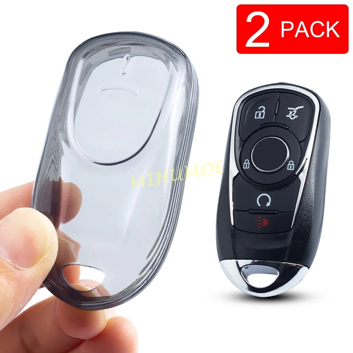 

2 шт. черный/прозрачный автомобильный брелок для ключей, защитный чехол для Buick Encore Enclave Envision Lacrosse Regal Sportback TourX