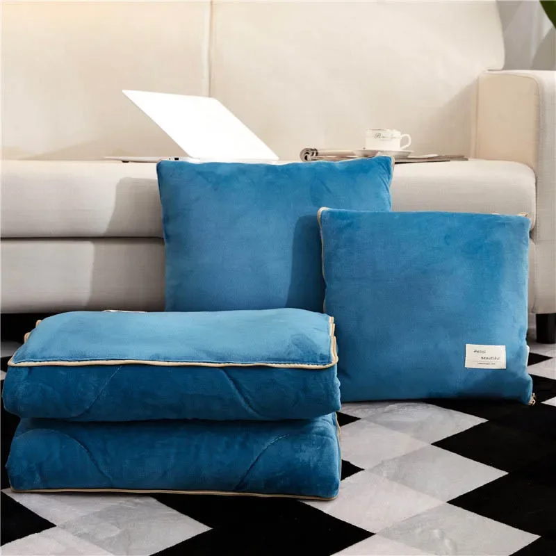 Car Sofa Lumbar Throw Pillow Air Conditioning Blanket Foldable Patchwork Quilt s Bedding 2 In 1 Velvet Cushion