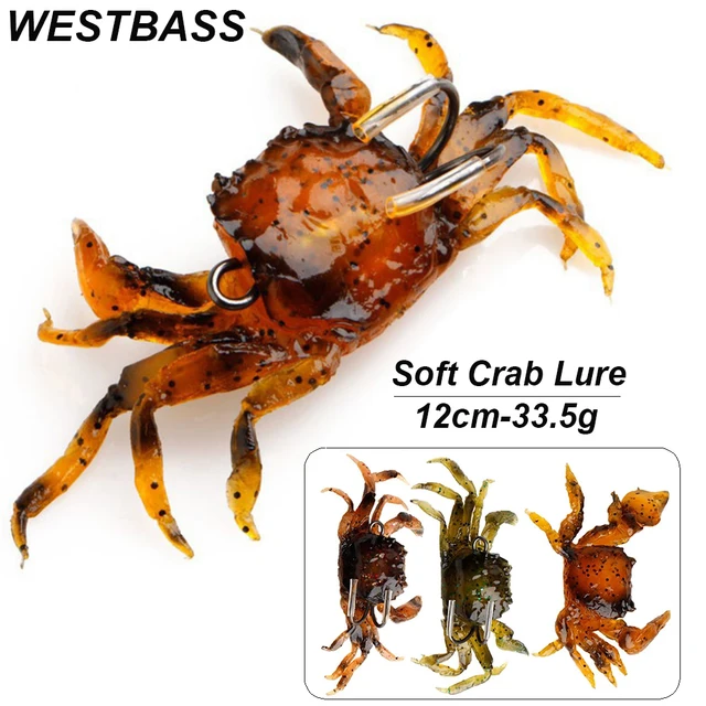 WESTBASS 1PC miękka przynęta na kraba 1.2oz tonąca silikonowa przynęta wędkarska gumowy wobler do trollingu z podwójnym haczykiem bez chwastów Isca Pesca