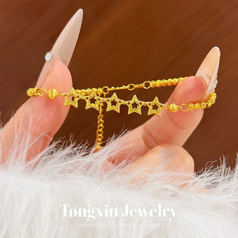 Placer gold ornaments twill bracelet niche fashion light sense of luxury senior hand string