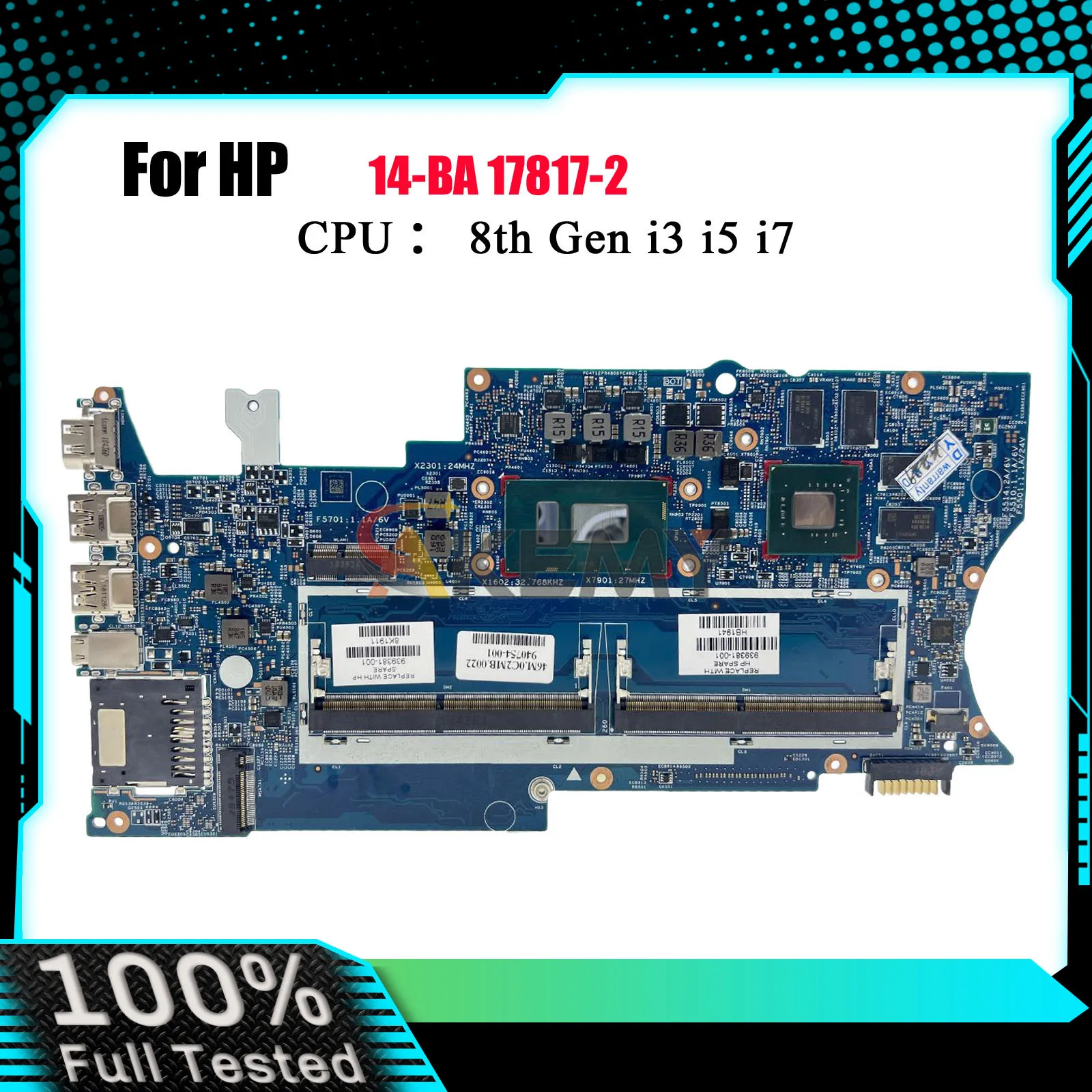 

17817-2 Материнская плата для ноутбука 939382-601 939381-601 для HP Pavilion X360 14-BA 14M-BA с процессором i5 i7 DDR4 100% полностью протестирована