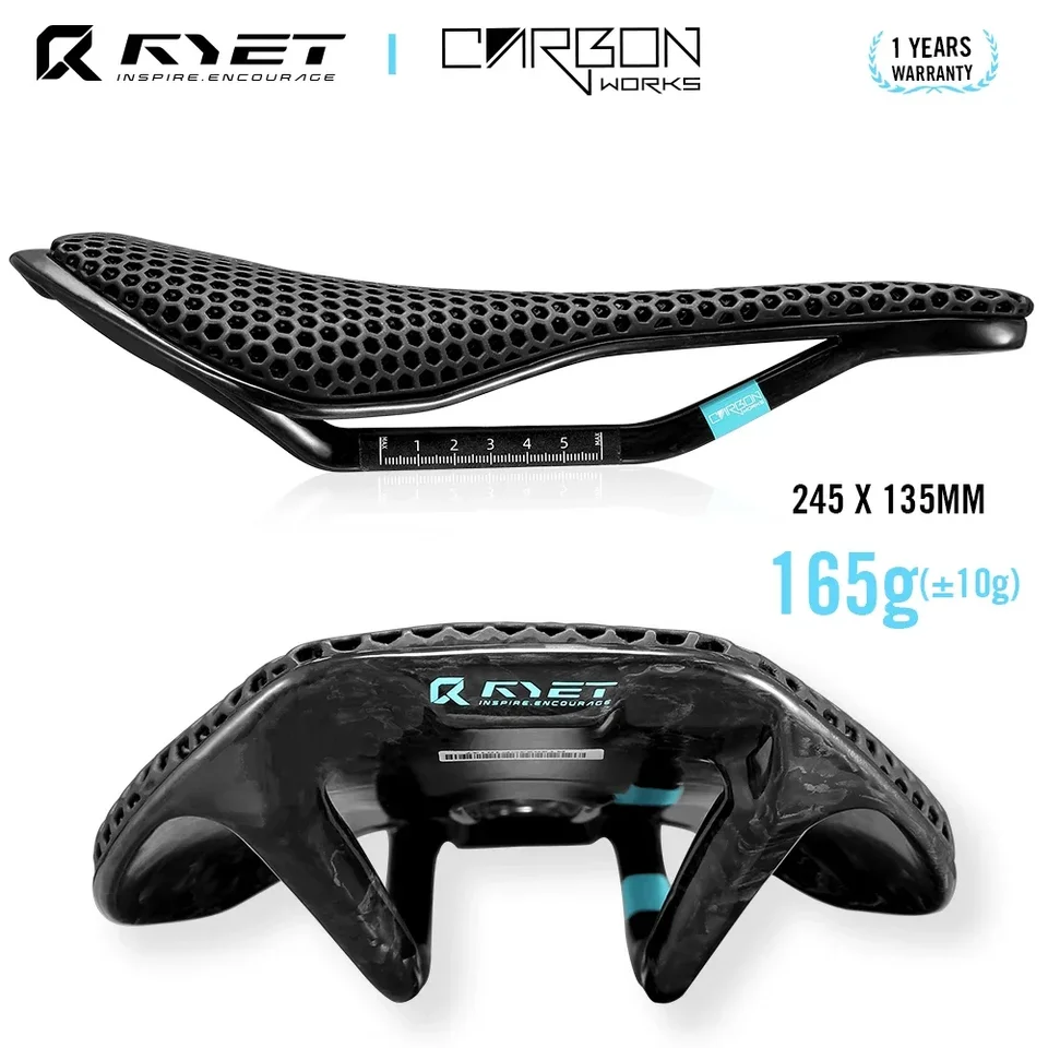 RYET フルカーボン 3D プリント サドル 軽量 ロードバイク RYET 3D プリントフルカーボン自転車サドル 135/145/155 ミリメートル