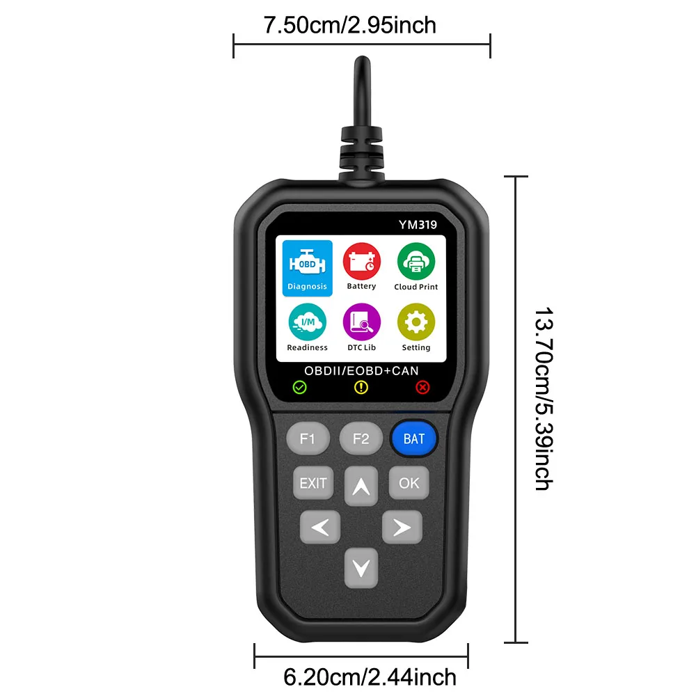 YM319 Check Engine System Multi-language Code Reader Clear/Erase Codes Battery Tester Car Diagnostic Tool OBD2 Scanner