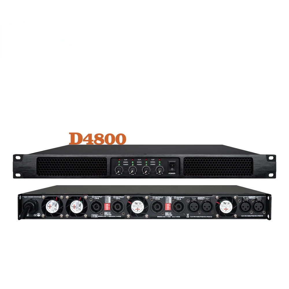 

D4800 Digital Audio Power Amplifier Professional 4 Channels Class D Preamplifier DJ Audio Sound Amplifier Processor System