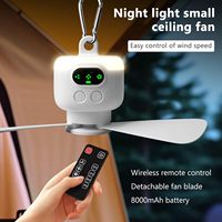 Portable LED Ceiling Fan Dormitory Bedroom Mosquito Net Ceiling Fan Night Light Rechargeable Outdoor Camping Lighting Fan Light