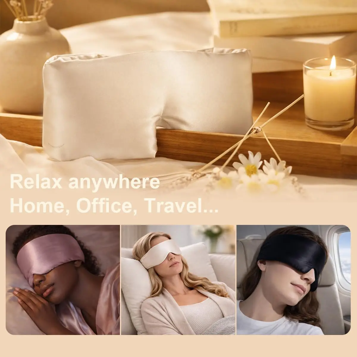 1-10PCS Soft Silk Like Sleep Mask for Night Shade Blindfold Comfortable Breathable Eye Mask for Travel Office Nap Unisex - view 4