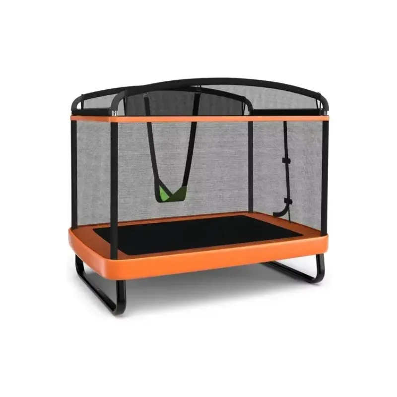 Rectangular PVC Child Trampoline with Swing Safety Fence Net for Toddler 3-8 Years Old 6-16ft  2026