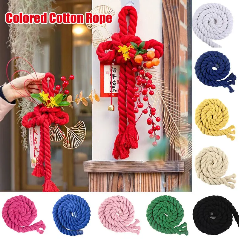 Cotton Cord Thick Twisted Rope Handmade Accessories Decorative DIY Craft Decoration Rope Cotton Cord for Bag Drawstring Belt