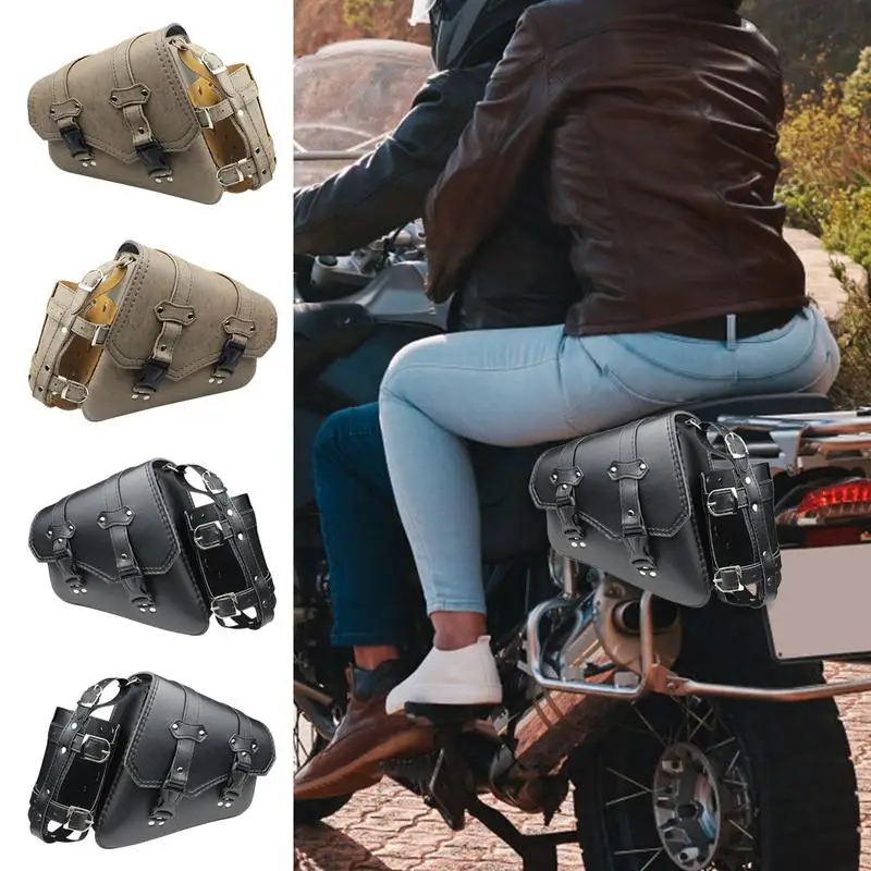 

Motorcycle Side Bag Motorbike Saddle Bag Storage Side Motorcycle Pouch Leather Waterproof Motorbike Saddle Bags Daily Equipment
