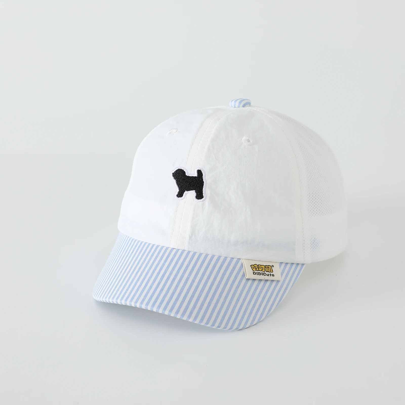 Children's Embroidered Puppy Quick-Drying Patchwork Striped Breathable Mesh Baseball Cap Without Excessive Sweating view 5