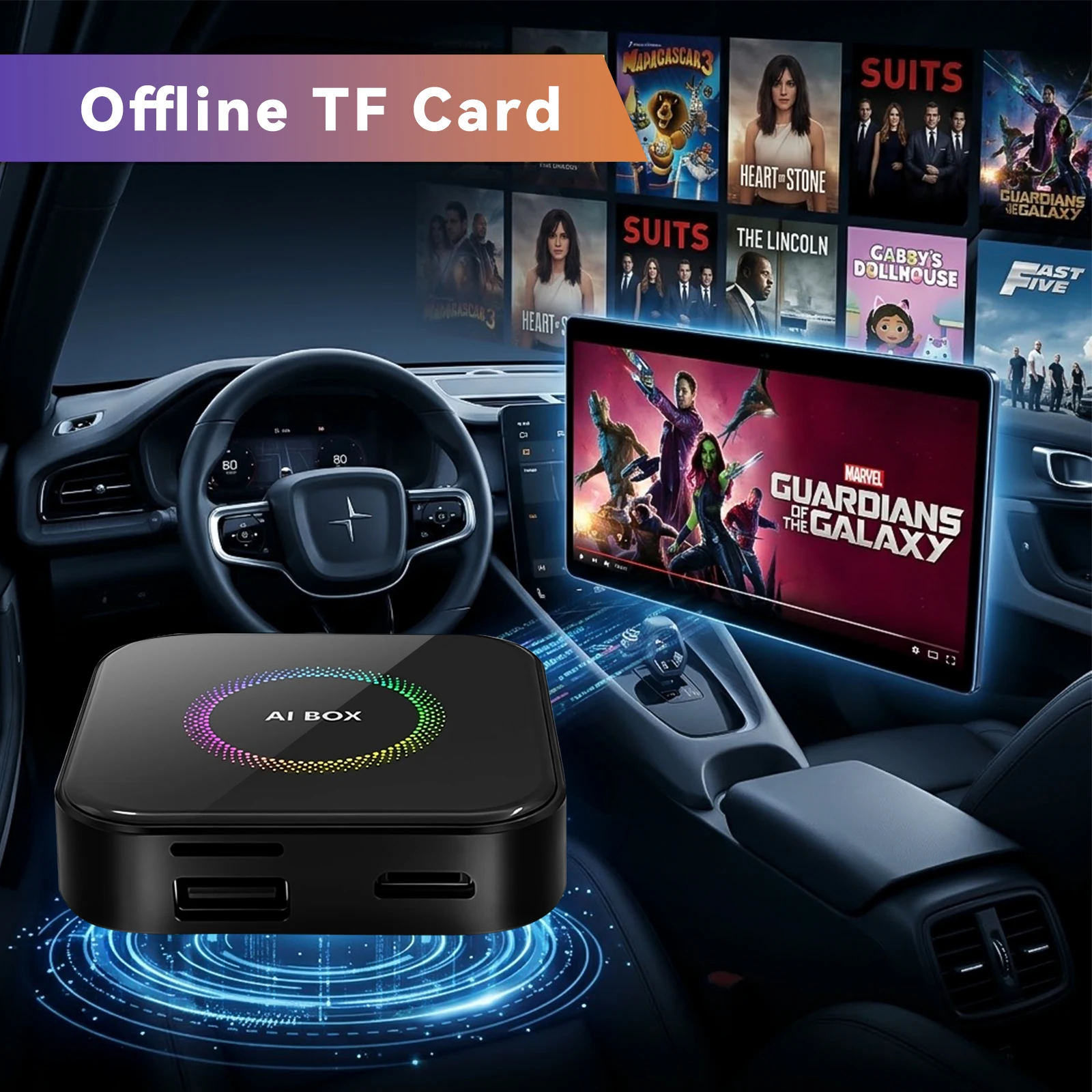 2026 3-in-1 Android 12 CarPlay AI Box Quad-Core Wireless CarPlay Android Auto HDMI Netflix YouTube Screen Mirroring for OEM Cars