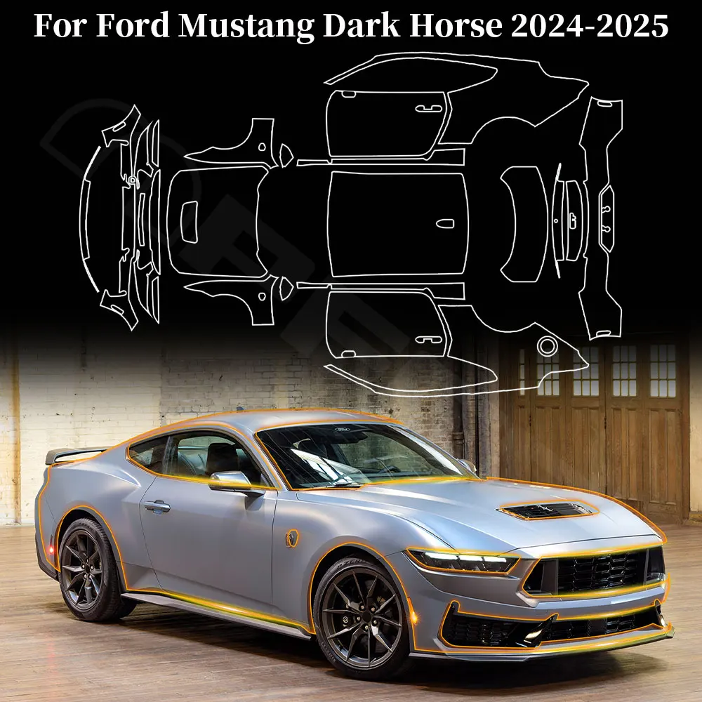 

For Ford Mustang Dark Horse 2024 2025 Car Paint Protection Film Pre Cut TPU PPF Clear Film Body Sticker Bra Kit Styling Decor