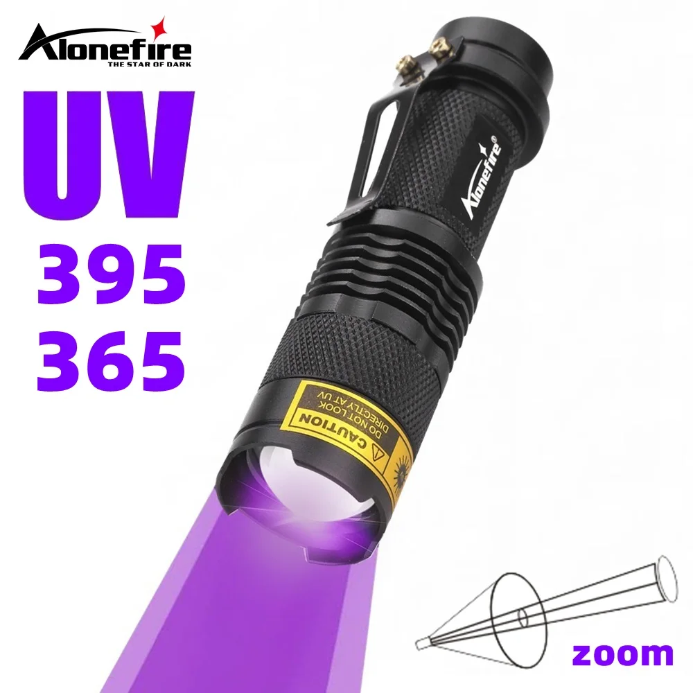 Mini Zoom 395/365nm UV Flashlight Ultraviolet pet\'s urine Money Scorpion Invisible Ink Marker Fluorescence Detection SK68UV