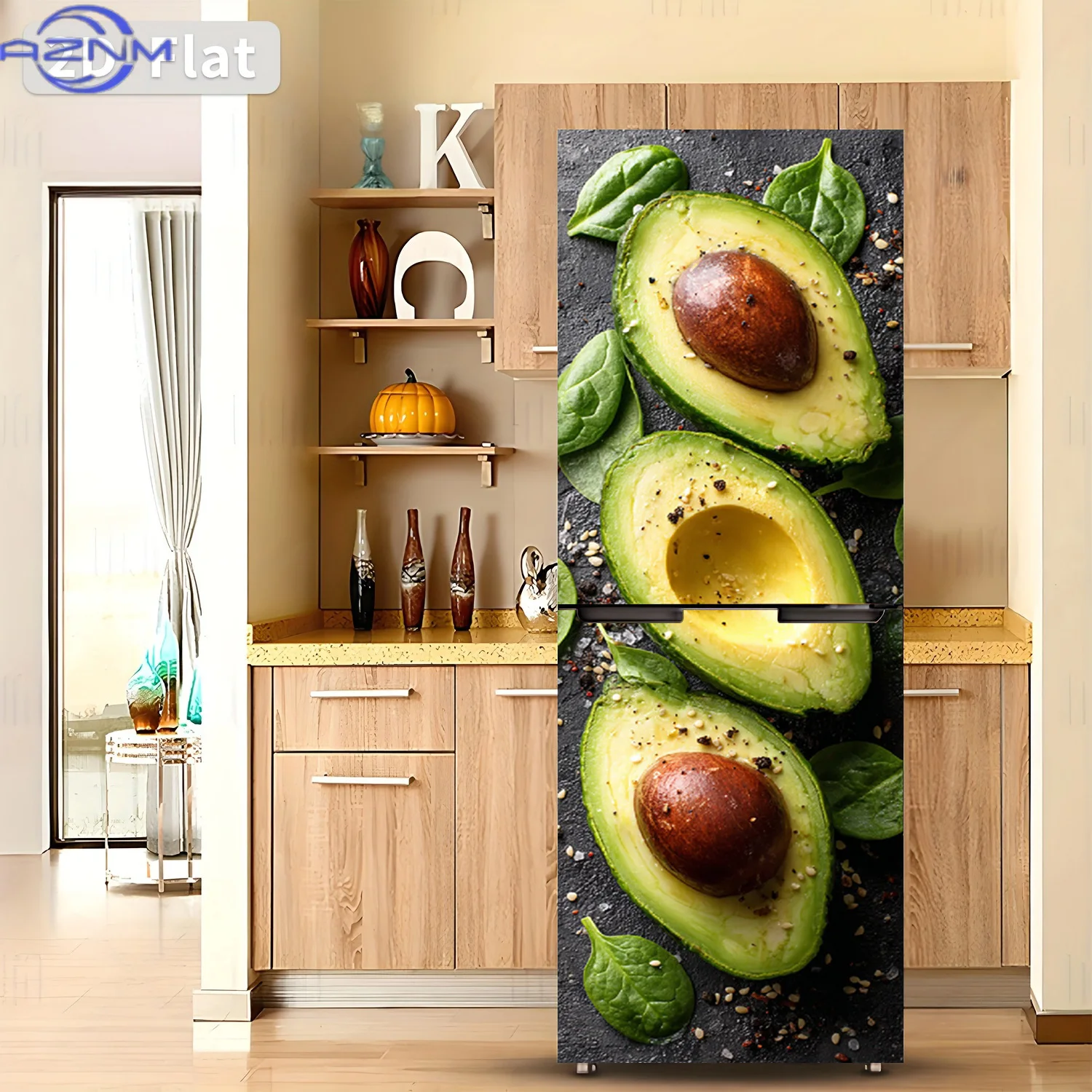[2D Flat Printing] 1pc Fridge Magnet Sticker Fresh Avocado Slice Theme Design Wall Decoration Self-Adhesive Suitable for Cabin