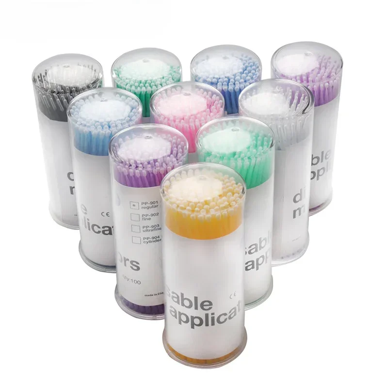 Makeup Cleaning Swabs 100pcs/bucket Grafting Eyelash Cleaning Swabs; Disposable Microbead Applicators;