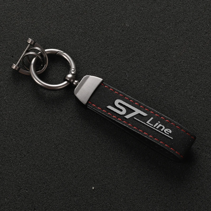 Car Sports High Quality Leather Keychain For Ford ST Focus x 2 3 FIESTA Kuga ESCAPE Vignale Mondeo EcoBoost Kuga Auto Keychain