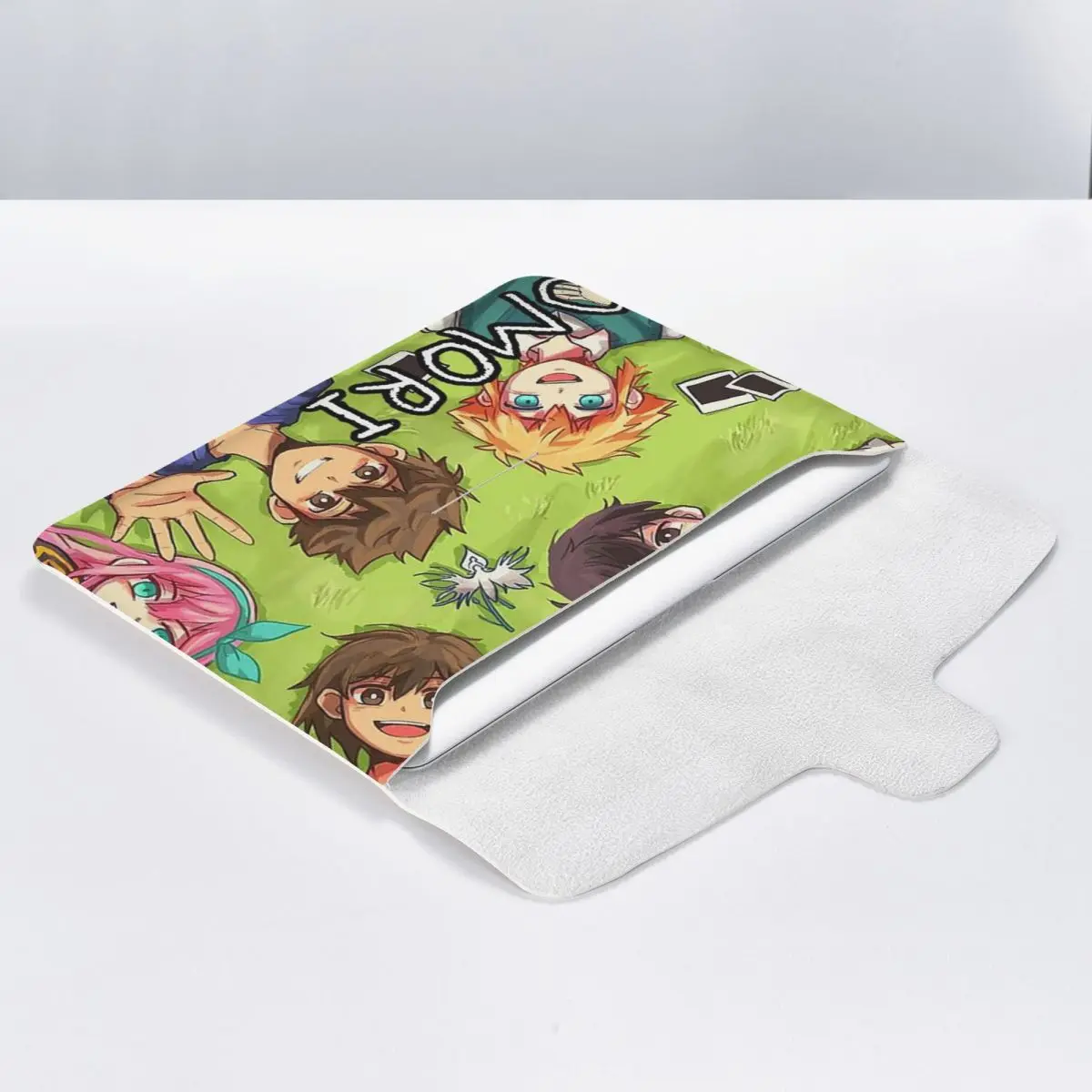 Anime Omori PU Leather Horizontal Laptop Sleeve Shockproof Soft Lining Notebook Case 13 Inch