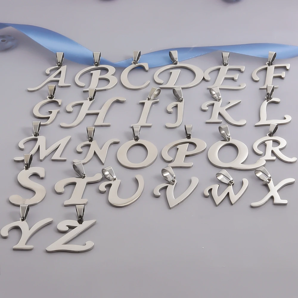 

6pcs Polished Cutting Stainless Steel Letter Charms For Jewelry Making Necklace Keychain Charm Initial Pendant Handmade Material