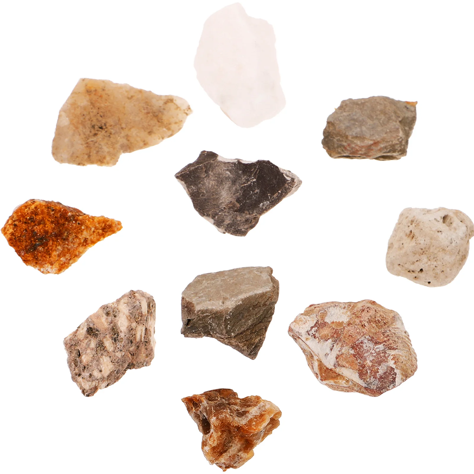 

10Pcs Mineral Stones Specimen Natural Stone Decor Irregular Stones Desktop Ornament Geology Classroom Rock Collection