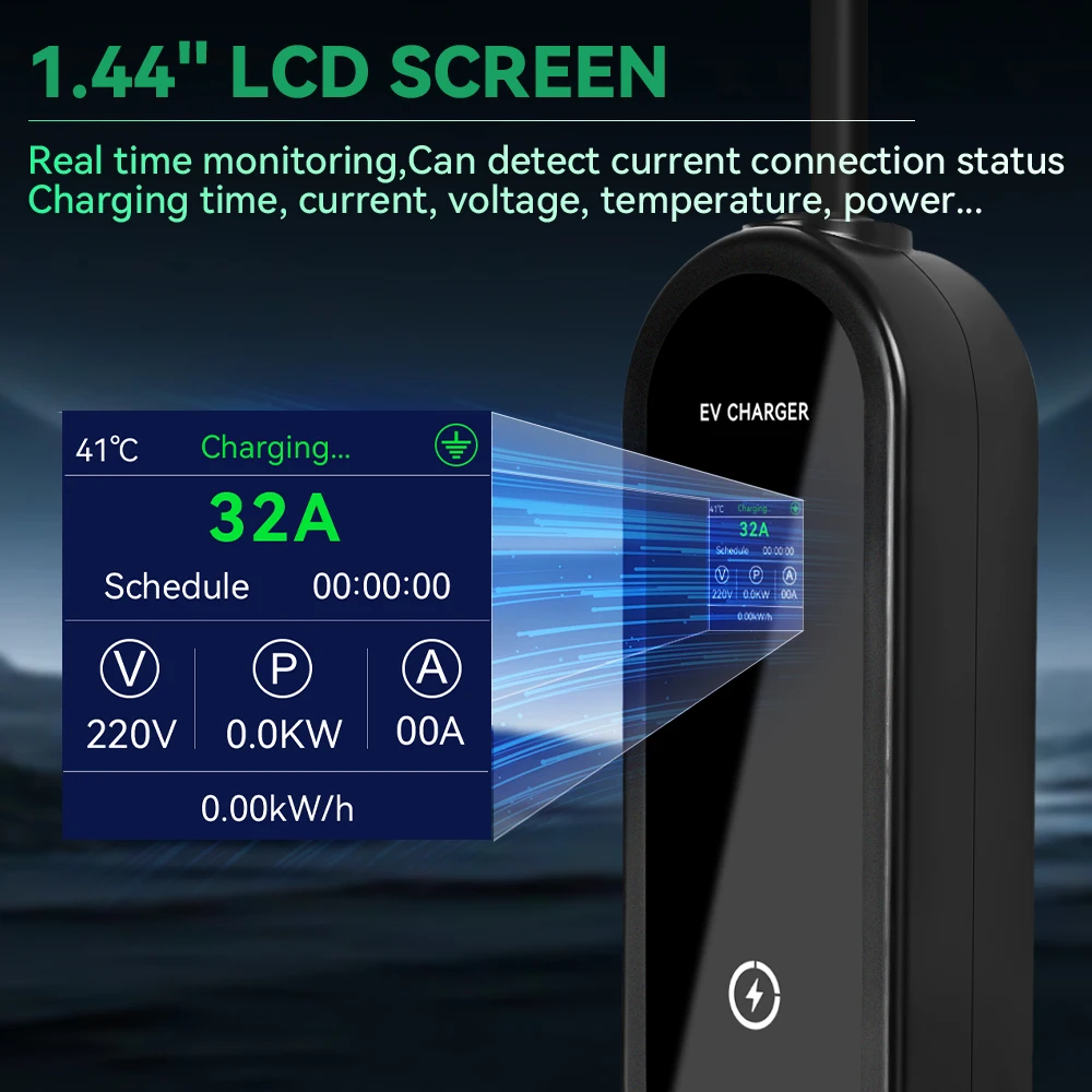 IPENGEN Typ1 7KW Tragbares EV-Ladegerät 5M Kabel EVSE-Ladestation CEE-Stecker für Elektroautos 13A-16A-20A-24A-32A Einstellbarer Strom – Detail 5