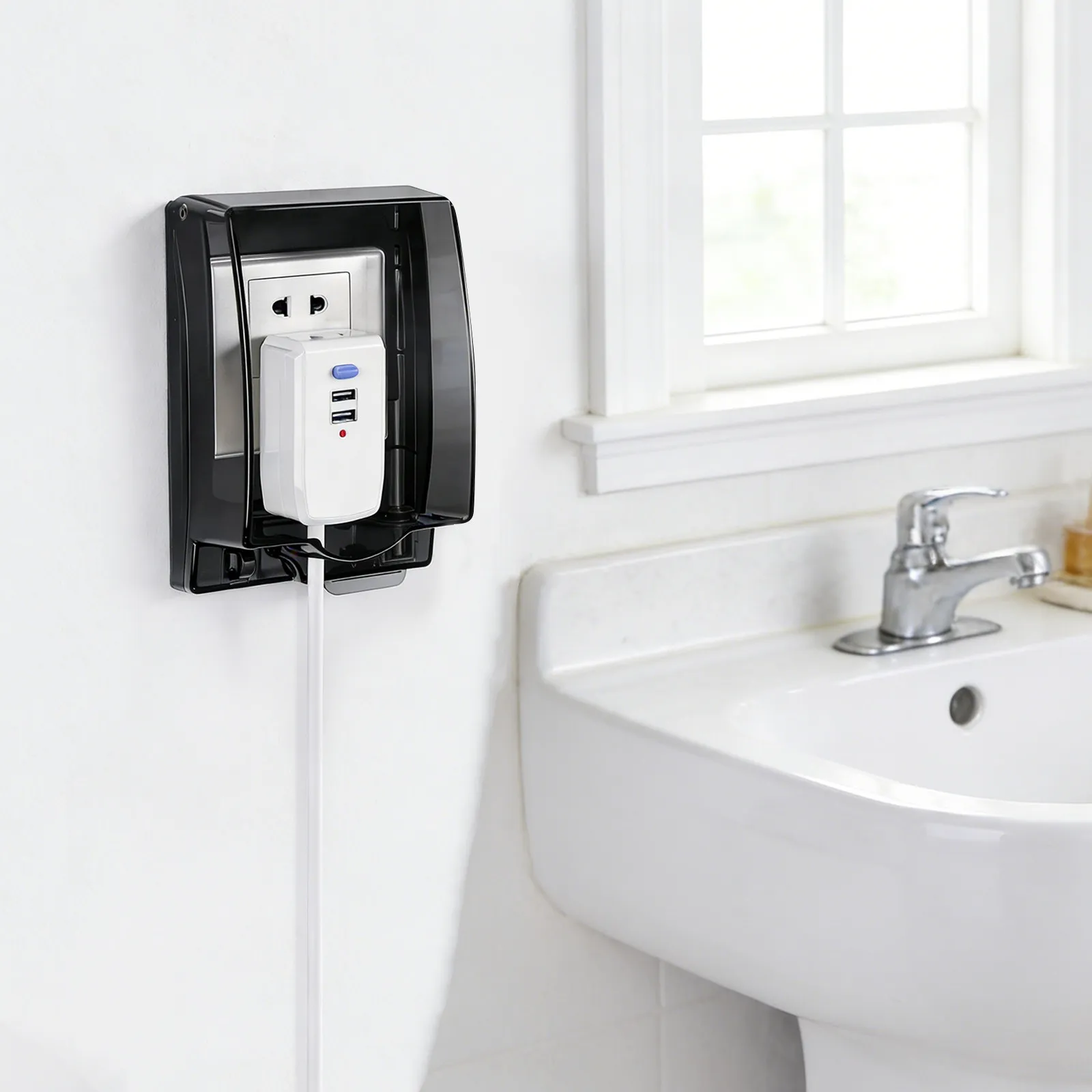 

Waterproof Bathroom Outlet Cover Adhesive Socket Cover Multipurpose Splash-Proof Electrical Panel Protection Reliable Reusable