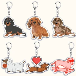 Cute Dachshund Dog Keychains for Accessories Bag Wiener Puppy Animal Doggo Lover Meme Keyrings Jewelry Friends Gifts