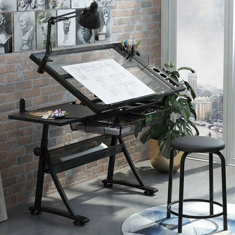 

Glass studio art painting table tutoring class training table and chair set middle school student Sinology calligraphy