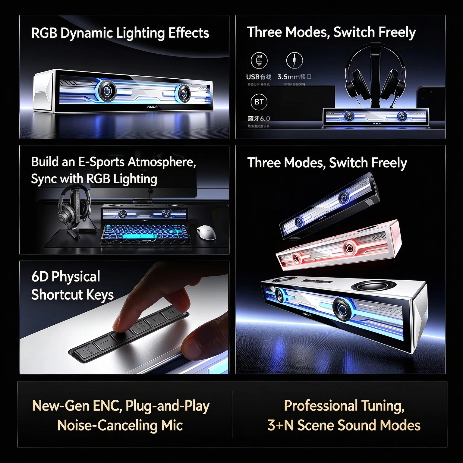 Barra de sonido para juegos AU - Rgb Computer Soundbar For Pc reseña y precio