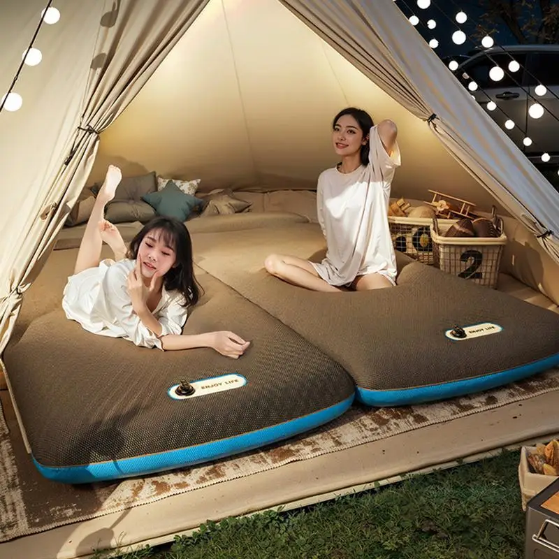 Ultra-soft Flocking Environmental Fabric Car Inflatable Bed Air Cushion Bed Car Travel Bed Portable and Comfortable 1PC