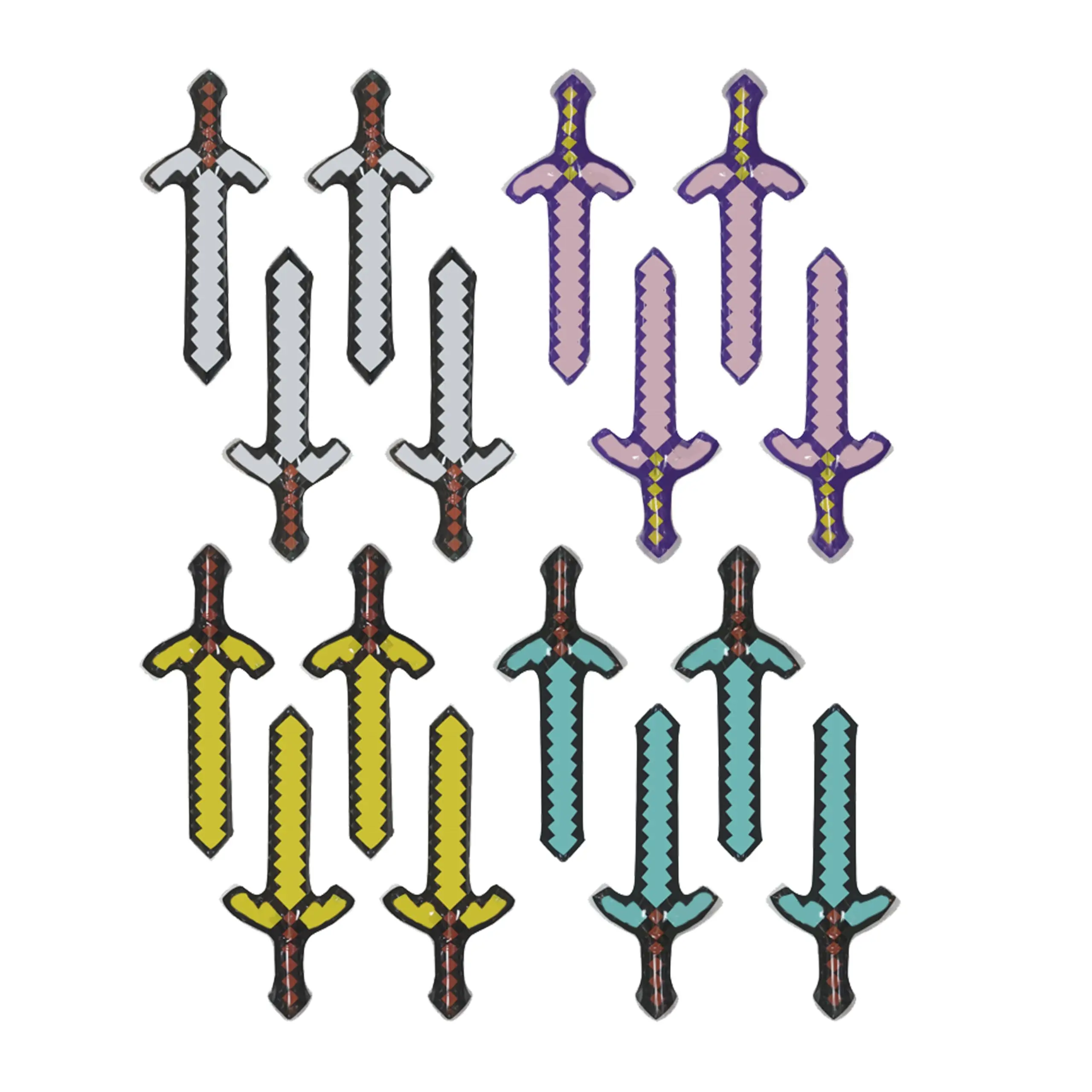 Paquete de 16 espadas inflables de píxeles Jumbo, espada inflable de gran tamaño de colores surtidos para Halloween, Carnaval, Cosplay, cumpleaños, natación