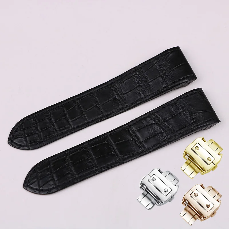 XIANERSHANG New Santos-100 Watchbands Custom Crocodile Skin Strap 20MM 23MM Calibrator Alligator Watch Band Genuine Leather Belt