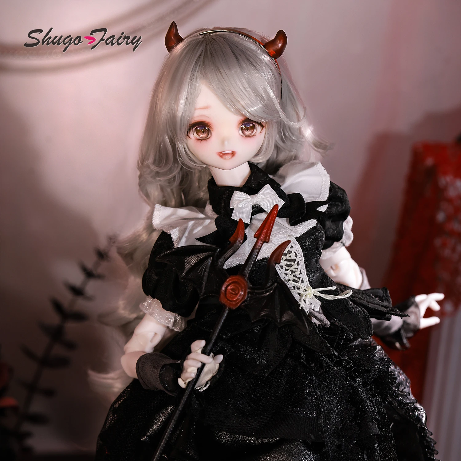 ShugaFairy Bree A 1/4 BJD FullSet Anime-Style Head Demon Horn Cat Female Magnetic Tail  Ears Ball-Jointed Doll Gift Figure view 3